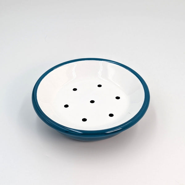 Todelt sæbeskål i emalje - med opsamling (flere varianter)