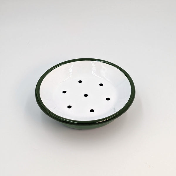 Todelt sæbeskål i emalje - med opsamling (flere varianter)